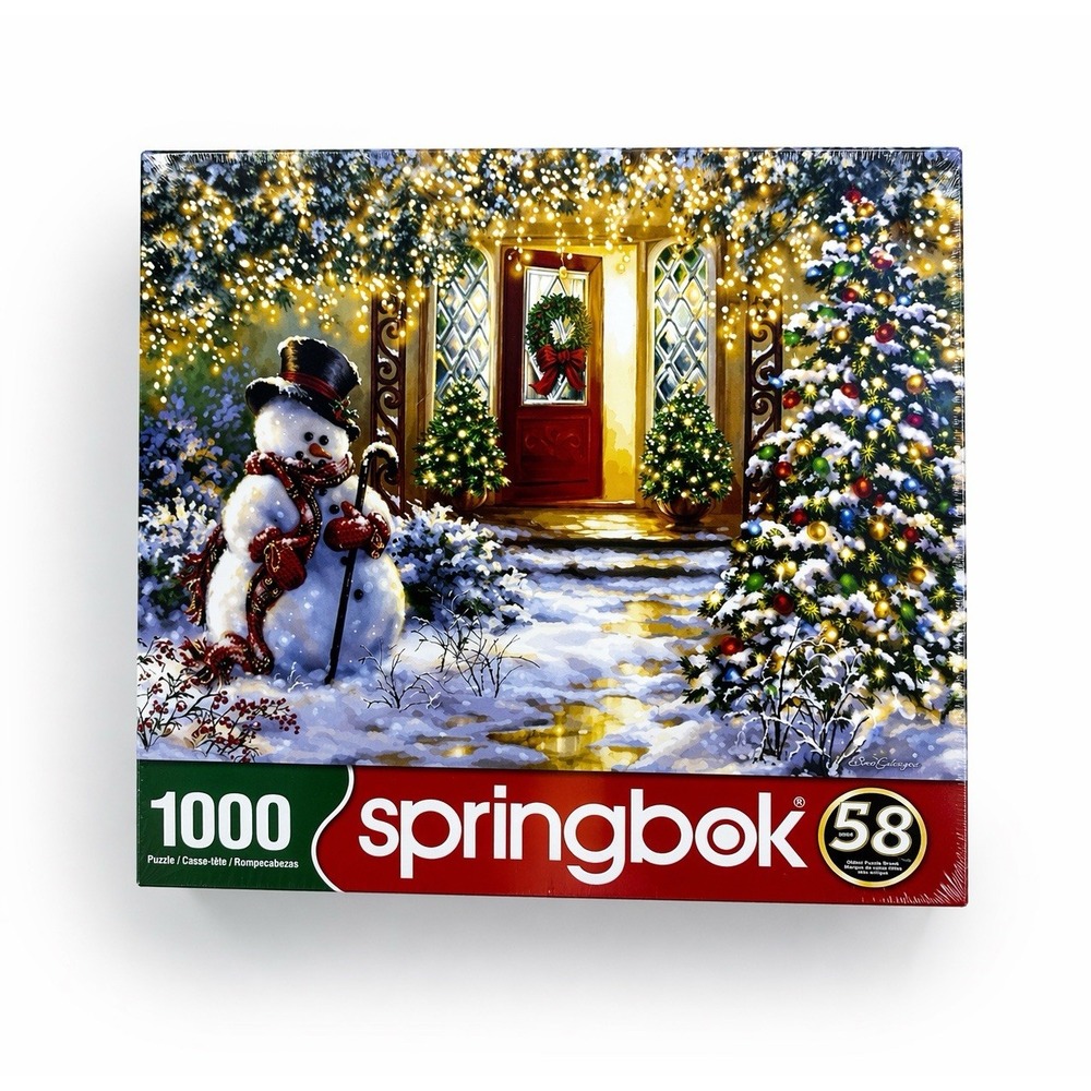 New Springbok Home for Christmas 1000 Pc Puzzle Snowman Holiday 2022 Sealed